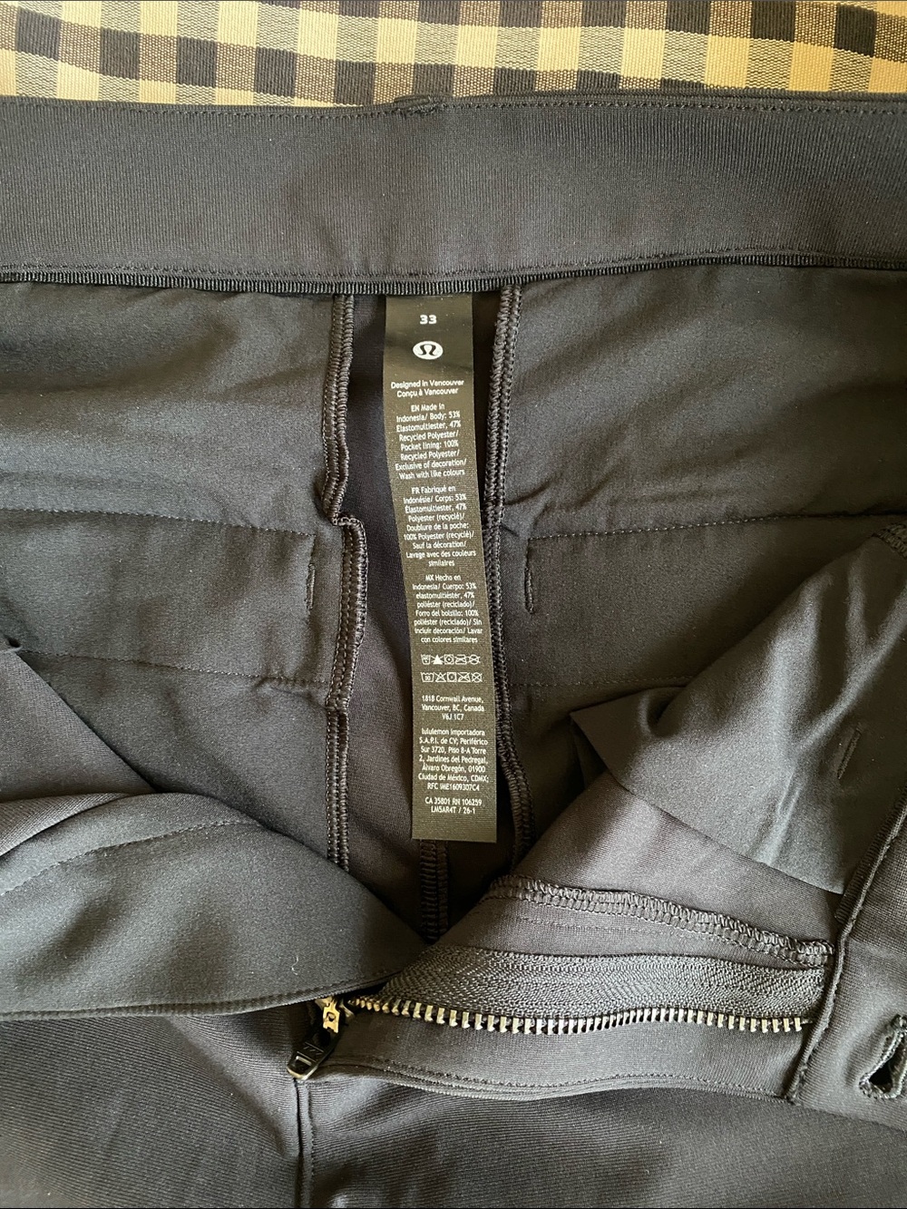 Lululemon ABC Classic Fit Chino Black Pants. 33” waist, 35” inseam.